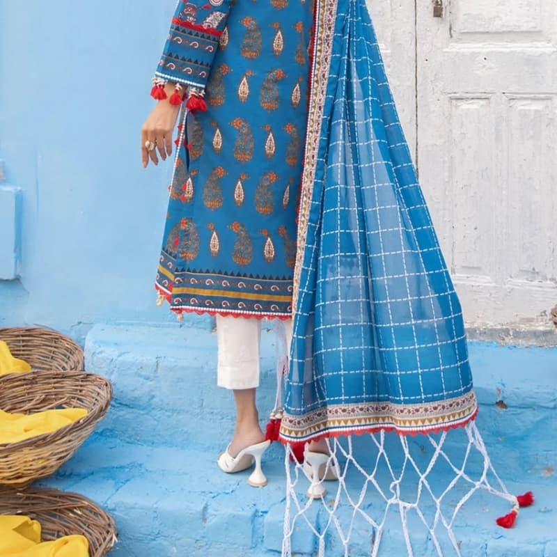 3PC Unstitched Printed Lawn Suit With Printed Lawn Dupatta CL-1255