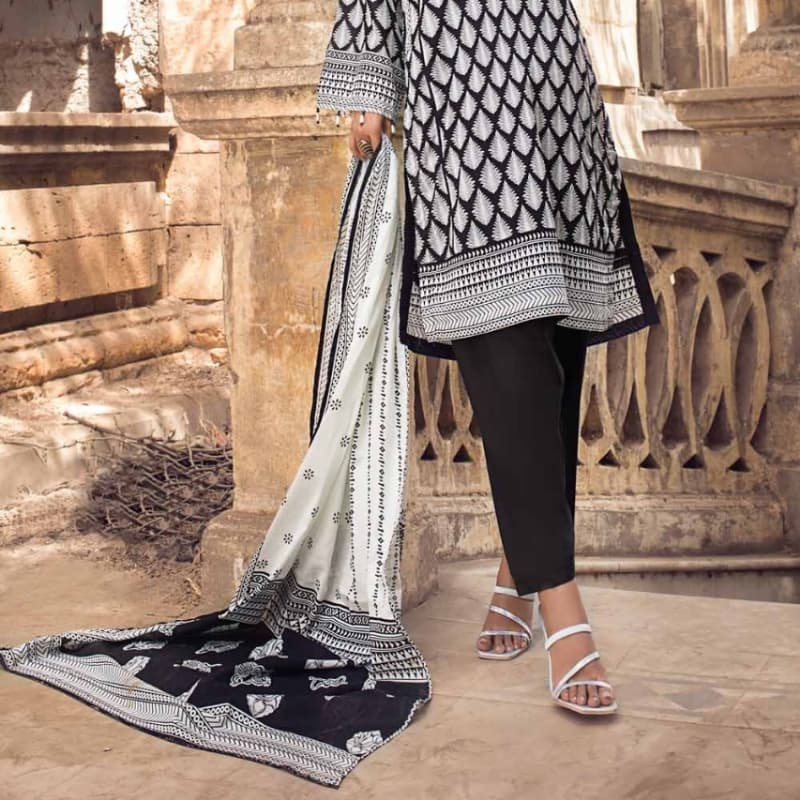 3PC Unstitched Printed Lawn Suit With Lawn Dupatta B-12007